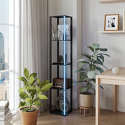 Modern LED Floor Lamp With Storage Shelves And Remote Control For Living Room Black