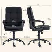 Ergonomic Office Chair With Double Padding And Linen Look Fabric For Home Workspaces Black AOSOM