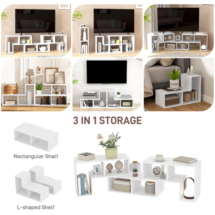 White Extendable TV Stand for TVs up to 75 Inches With Storage Shelves by HOMCOM