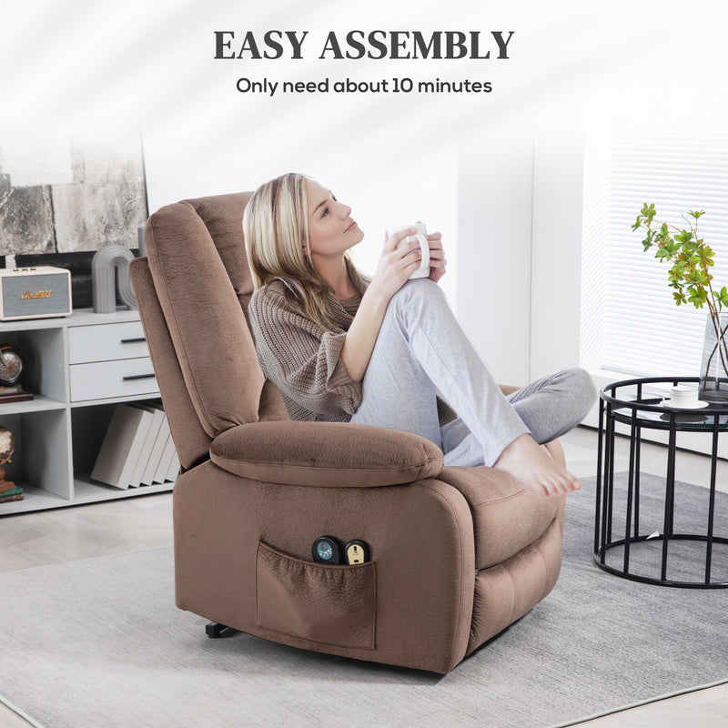 Electric Recliner Massage Armchair with Remote and Lift Assist for Comfort, Brown