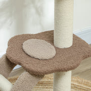 Brown Cat Tree for Indoor Cats With Sisal Scratching Post Hanging Ball and Large Perch by PawHut
