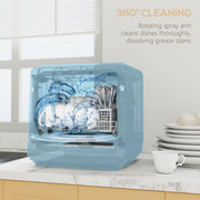 Mini Table Top Dishwasher 6 Programmes With Built In 6L Tank Ideal For Small Kitchens Black