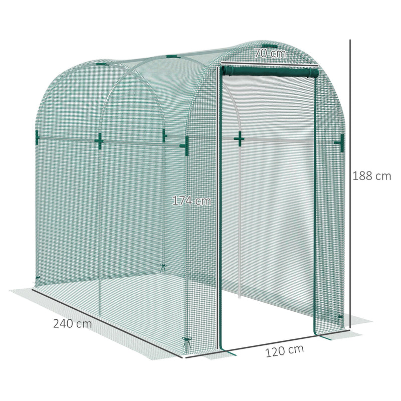 Large Mini Polytunnel Greenhouse 240 x 120cm Portable Growhouse by Outsunny