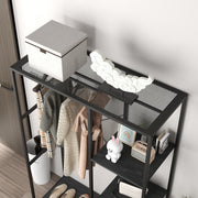 Freestanding Clothes Storage Rack With Shelves For Bedroom Or Hallway Black