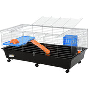 2 Tier Steel Guinea Pig Hutch With Run And Accessories Ideal For Outdoor Use Blue Orange AOSOM