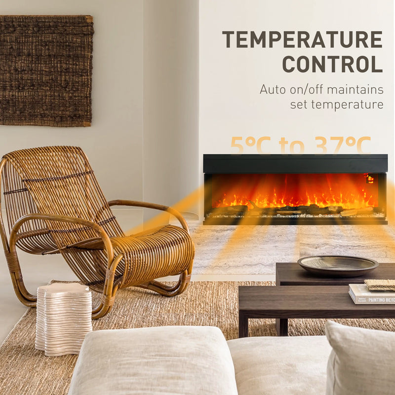 Glass Panel Convector Heater 1800W with Adjustable Flame and Temperature Control by Homcom