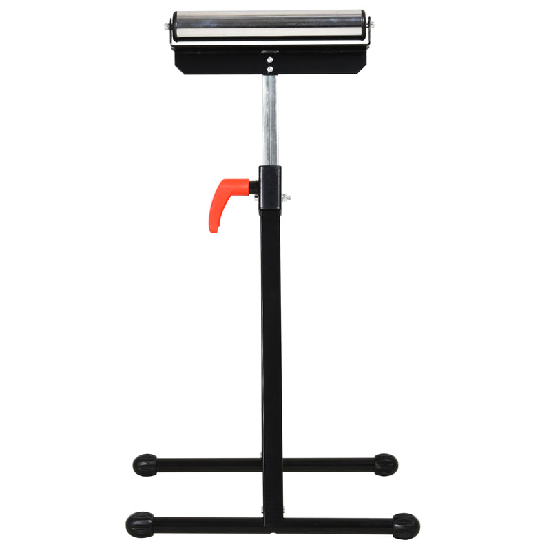 Adjustable Roller Stand for Steady Woodworking Support in Workshops and Garages Black Silver AOSOM