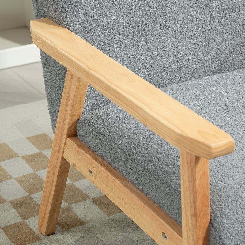 Grey Accent Chair with Wooden Frame for Home or Office by HOMCOM