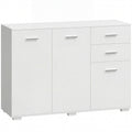 Sideboard with Adjustable Shelves and Drawers for Family Storage White AOSOM