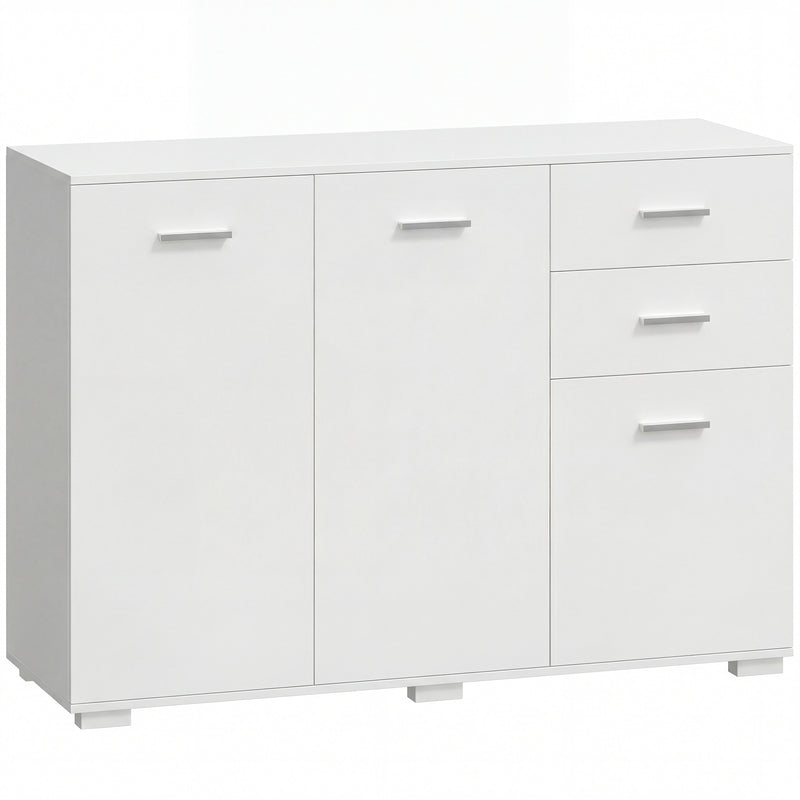 Sideboard with Adjustable Shelves and Drawers for Family Storage White AOSOM