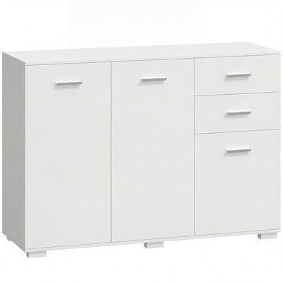 Sideboard with Adjustable Shelves and Drawers for Family Storage White AOSOM