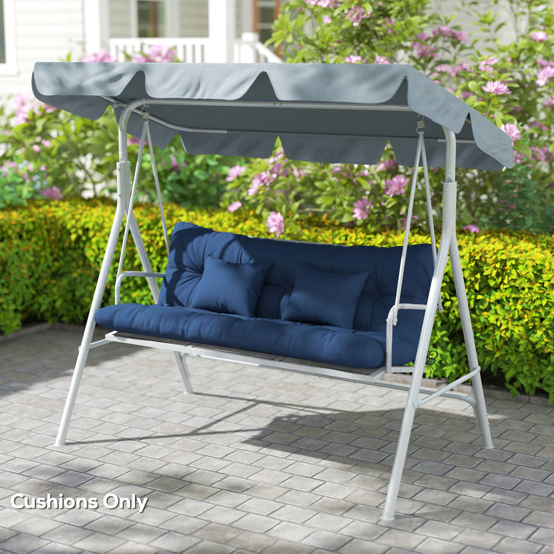 Outdoor Chair Cushion and Pillow Set for Extra Garden Seating Comfort Dark Blue AOSOM