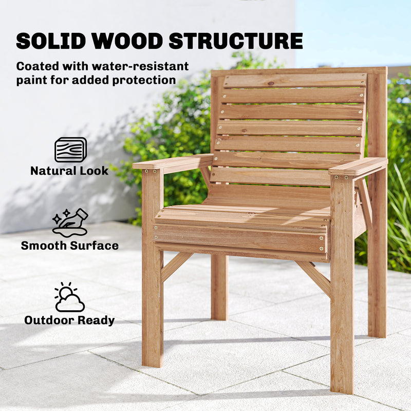Garden Chair for Relaxing Outdoors with Curved Seat and Water Resistant Fir Wood Natural Finish Outsunny