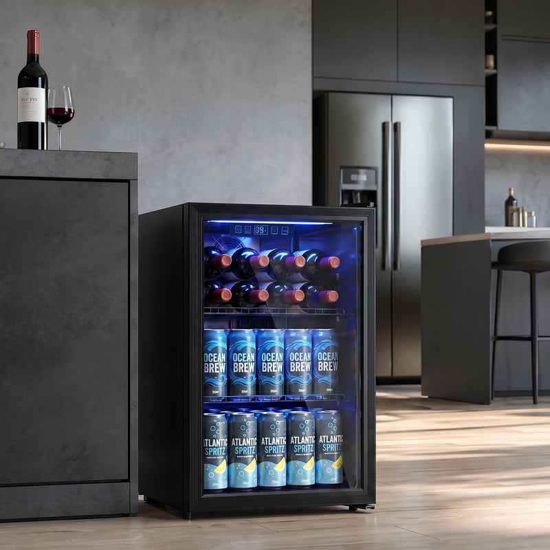 Drinks Fridge for Chilled Cans and Bottles with Adjustable Shelves 70 Litre Black