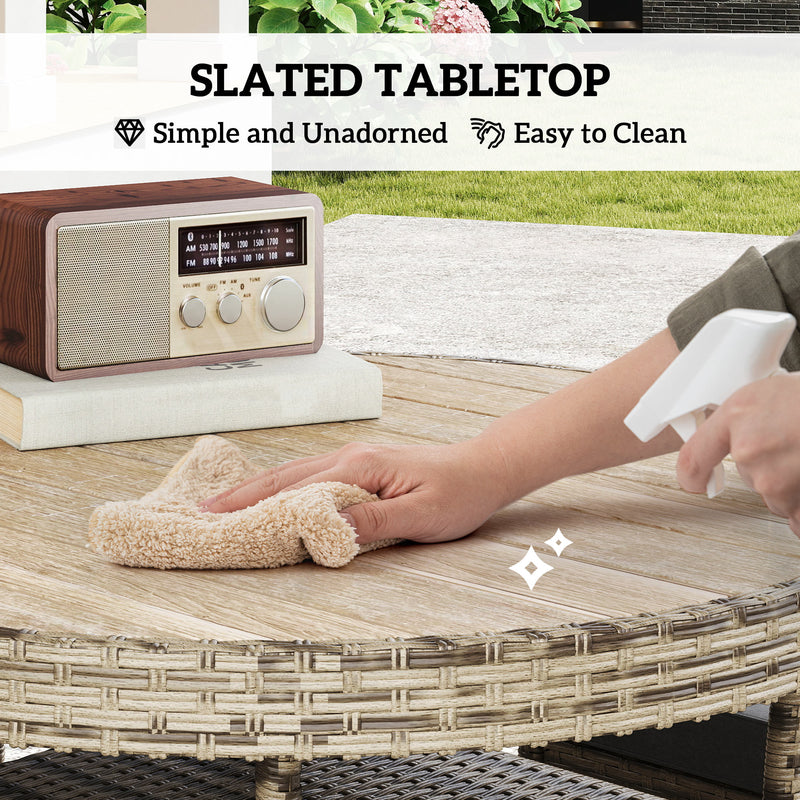 Grey 5 Piece Rattan Garden Furniture Set With Two Tier Coffee Table by Outsunny