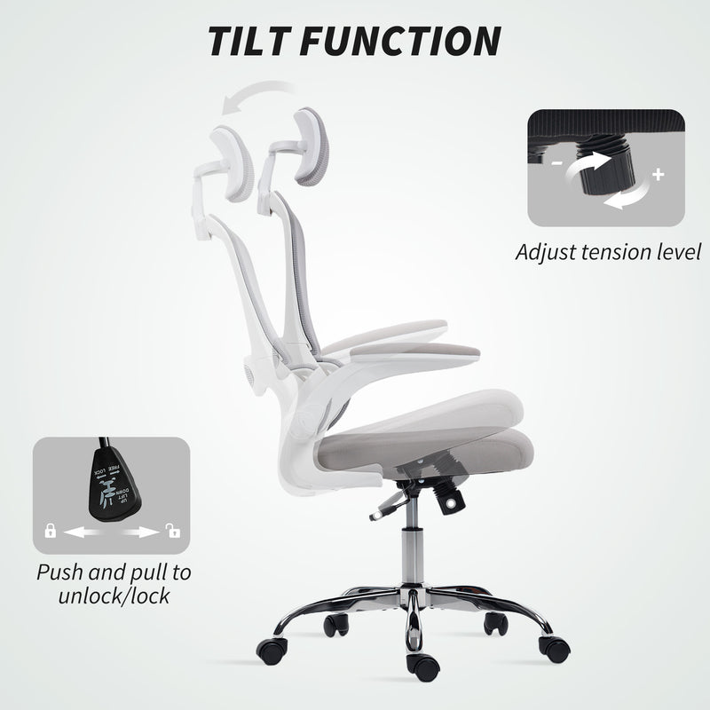 Ergonomic Mesh Back Office Chair With Lumbar Support For All Day Comfort, Grey