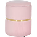 Velvet Storage Ottoman with Hidden Compartment for Bedroom or Living Room Pink AOSOM