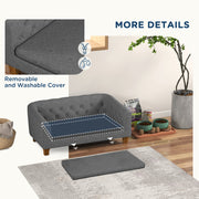 Raised Dog Sofa Bed with Soft Removable Cushion for Medium Breeds Indoor Use Grey