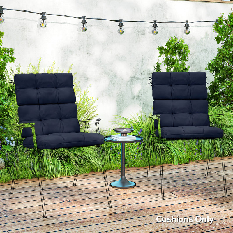 Outdoor Seat and Back Cushions Set of 2 for Garden Chairs Easy Care Dark Blue AOSOM