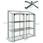 Mini Lean To Greenhouse with Three Shelves Ideal for Small Gardens and Balconies Green