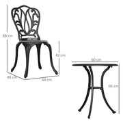 3 Piece Black Cast Aluminium Garden Bistro Set With Umbrella Hole by Outsunny