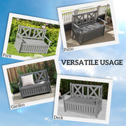 Grey 2 Seater Wooden Garden Storage Bench for Patio and Porch by Outsunny