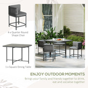 4 Seater Rattan Cube Garden Furniture Set with Cushions Charcoal Grey by Outsunny