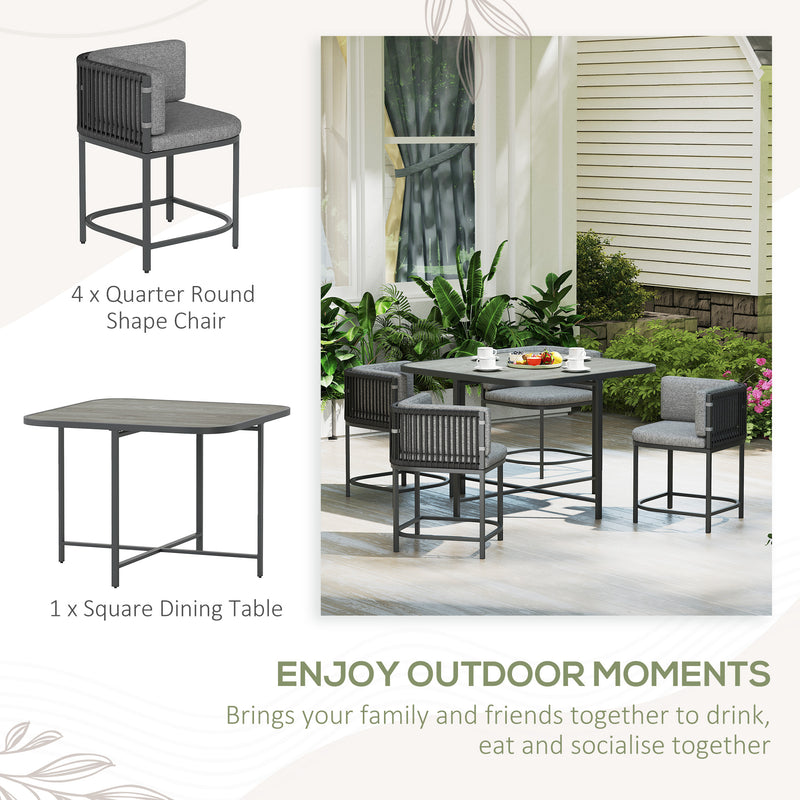 4 Seater Rattan Cube Garden Furniture Set with Cushions Charcoal Grey by Outsunny