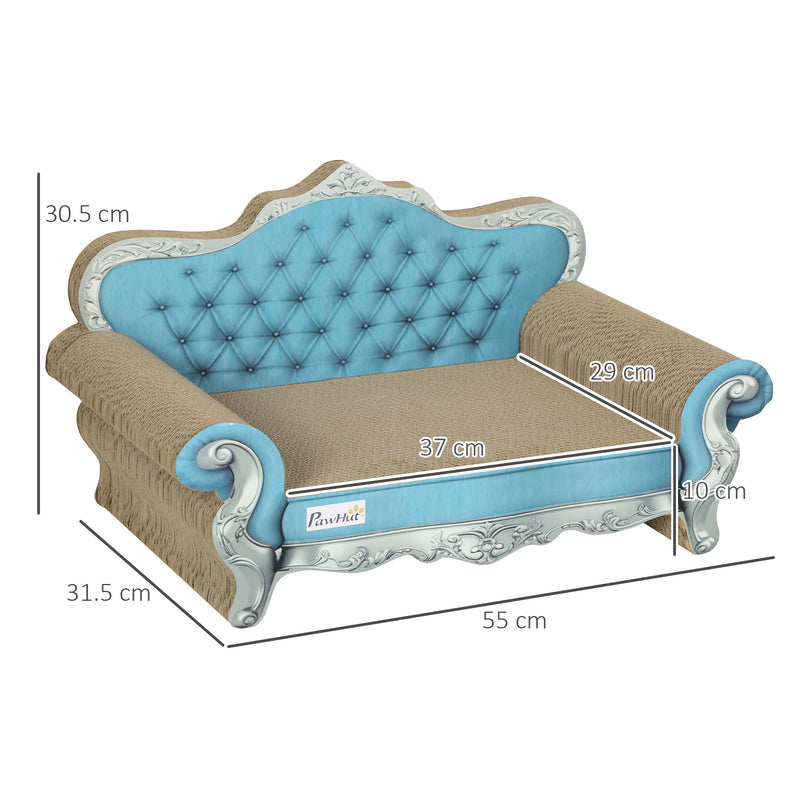 Light Blue 2-in-1 Cat Scratcher with Catnip for Indoor Cats by PawHut