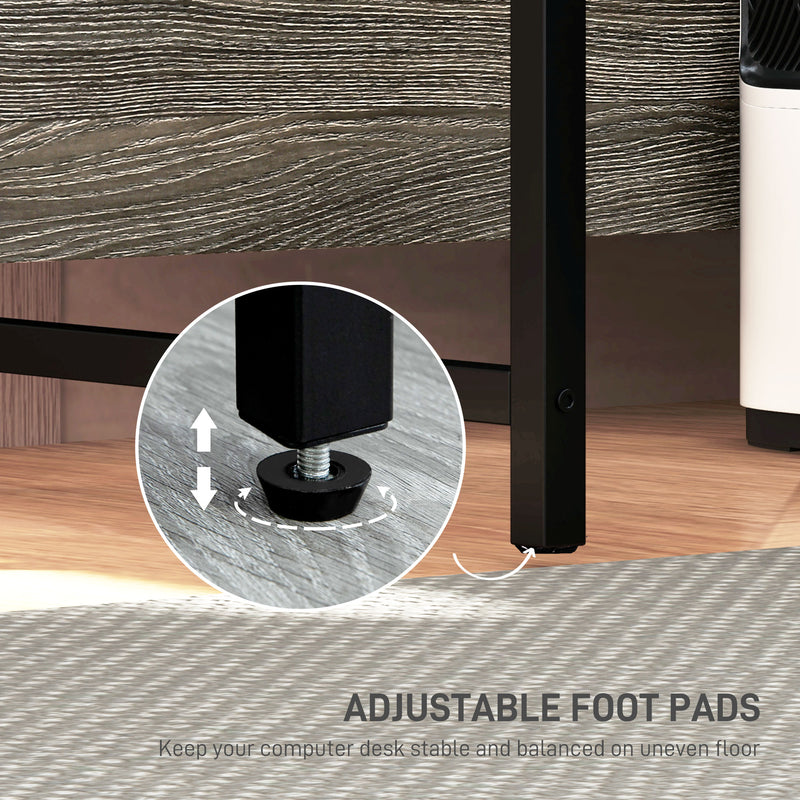 L Shaped Industrial Multi Work Desk For Home Office Charcoal Grey by HOMCOM