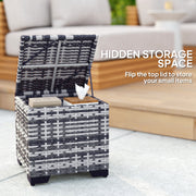 Set of 2 Rattan Storage Ottomans with Cushions for Garden Balcony and Living Room Dark Grey by Outsunny