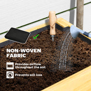 Wooden Raised Garden Bed with Liner Storage Shelf and Drainage for Vegetables and Flowers by Outsunny