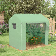 Walk In Garden Greenhouse With Roll Up Door And Mesh Windows For Plant Growth Green