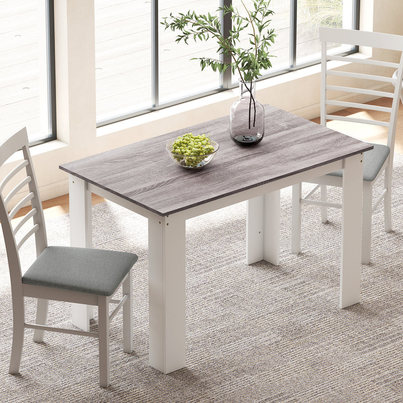 Dining Table for Small Spaces Seats 6 Easy Clean Surface Grey Wood Effect White AOSOM