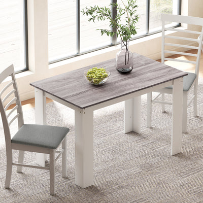 Dining Table for Small Spaces Seats 6 Easy Clean Surface Grey Wood Effect White AOSOM