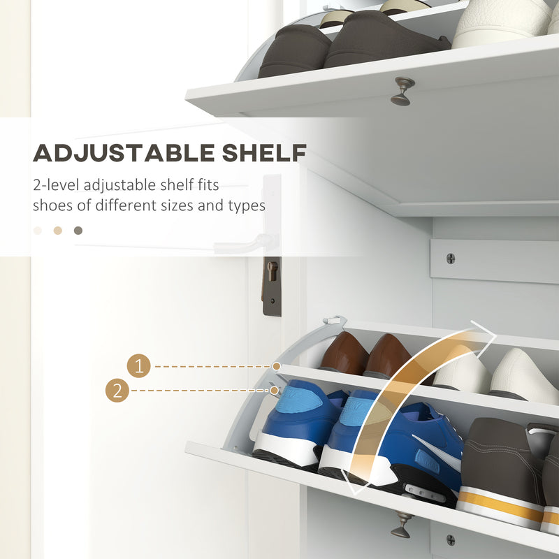 Modern Three Drawer Shoe Storage Cabinet With Slim Space Saving Design, White