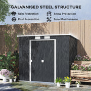 7x4 Galvanised Steel Garden Shed With Foundation Kit Dark Grey by Outsunny