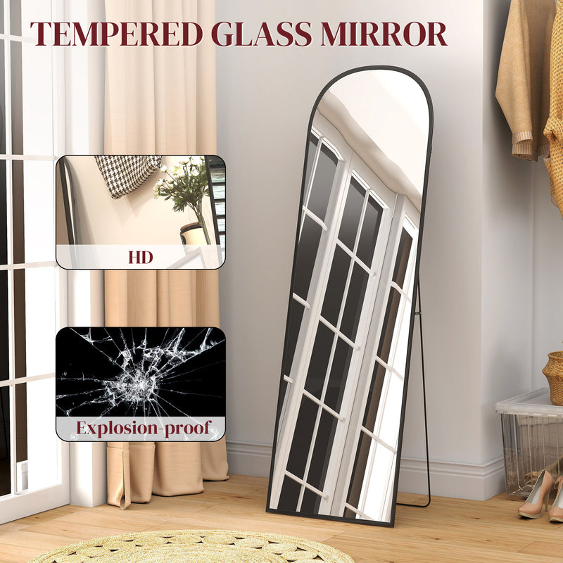 Black 165cm Full Length Standing Mirror With Aluminium Frame For Bedroom Or Hallway