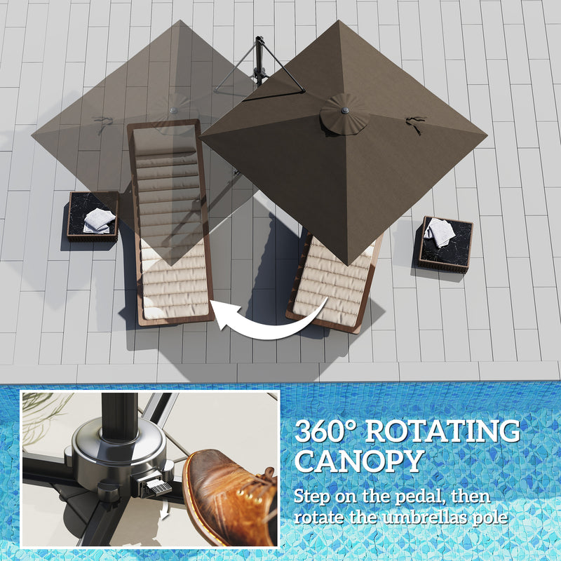 Tan Cantilever Garden Parasol with Crank Handle and Adjustable Angle by Outsunny