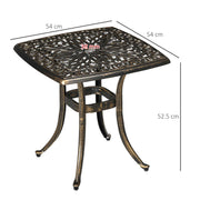 Bronze Cast Aluminium Square Garden Side Table With Umbrella Hole For Patio Or Balcony Use