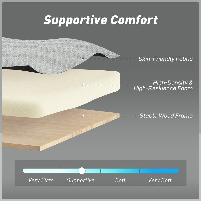 Sofa Bed, 3-in-1 Light Grey 2 Seater Pull Out Sofa Bed with Adjustable Backrest for Lounge or Guest Room