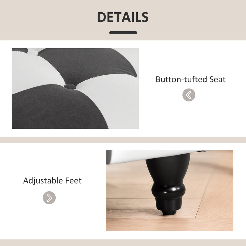 Velvet Storage Ottoman Bench in Dark Grey and White With Lid Ideal for Bedroom or Lounge