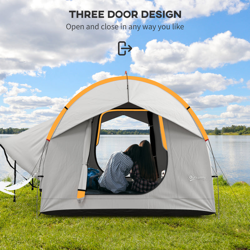 Car Camping Tailgate Tent for Hatchbacks and SUVs with Weatherproof Shelter Grey and Orange