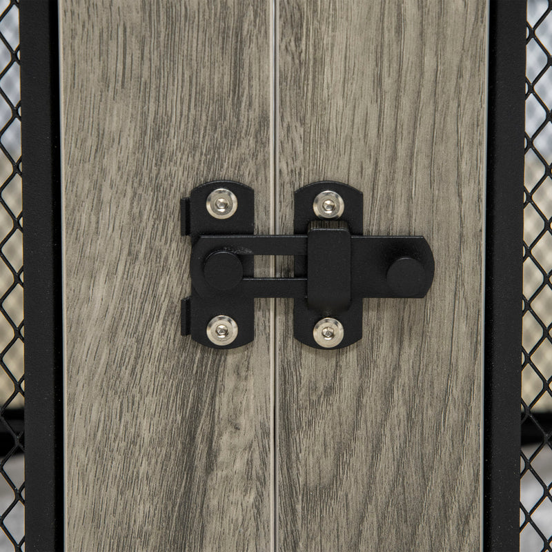 2 in 1 Dog Crate and Side Table with Cushion and Double Doors for Large Dogs Grey