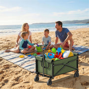 Folding Festival Trolley for Easy Family Outings and Outdoor Gear Transport Green Outsunny
