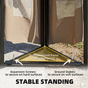 3.3 x 3.3m Metal Garden Gazebo with Mesh Sides for Shade and Insect Protection, Khaki Outsunny
