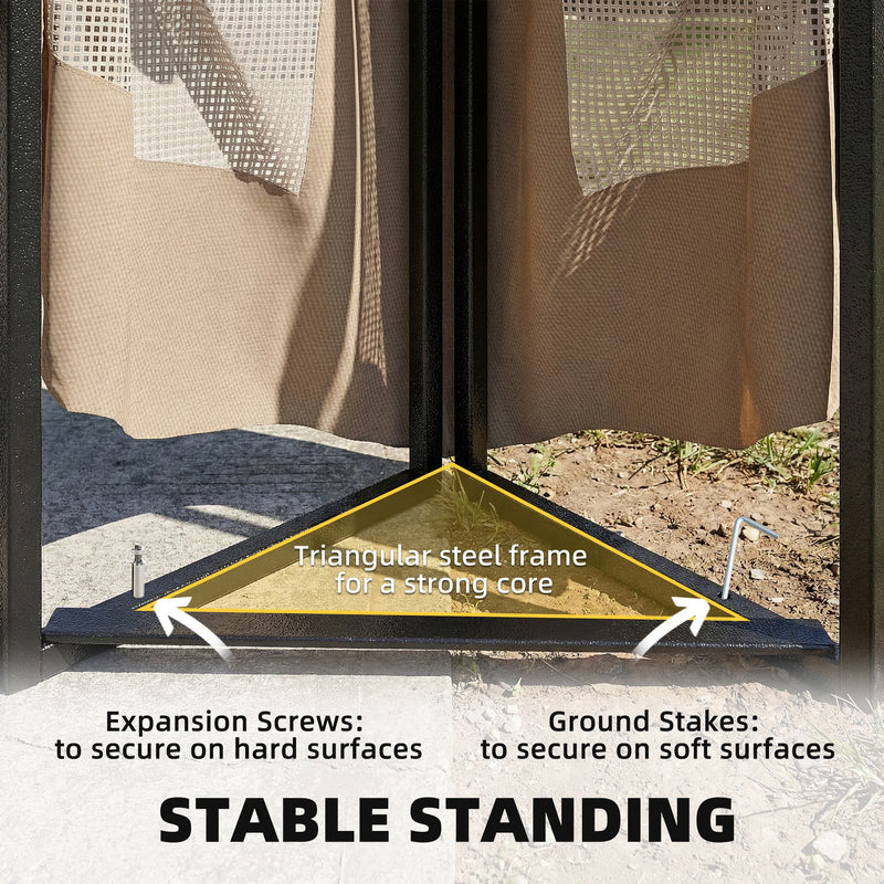3.3 x 3.3m Metal Garden Gazebo with Mesh Sides for Shade and Insect Protection, Khaki Outsunny