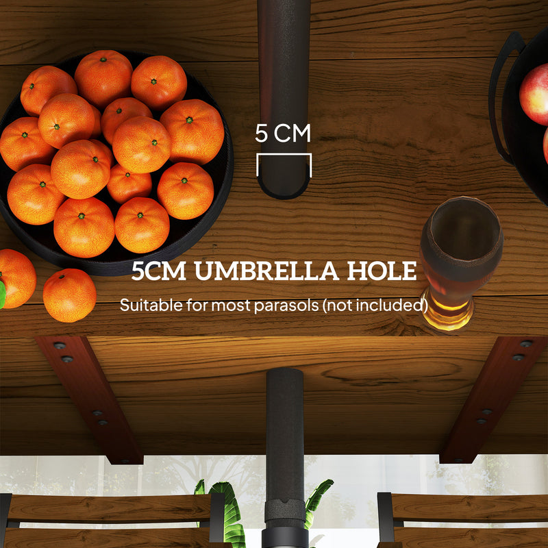 Brown 7 Piece Wooden Outdoor Dining Set with Table and Stackable Chairs