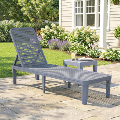 Plastic Sun Lounger with Adjustable Backrest for Comfortable Outdoor Relaxing Dark Grey Outsunny