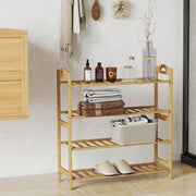 4 Tier Bamboo Shoe Rack Freestanding Storage Shelf For Hallway Or Bedroom Natural Wood